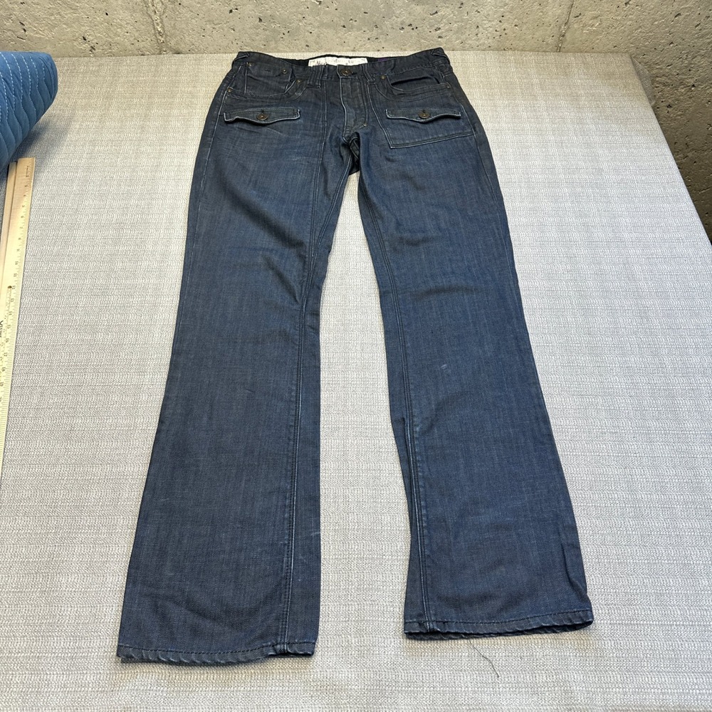 Akoo Mens Jeans Size 32x34 Dark Wash Denim Flap‎ Pockets Urban Streetwear Y2K